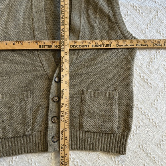 VTG London Fog Cardigan Sweater Vest Brown Knit Pockets USA L Grandpacore - Picture 7 of 7